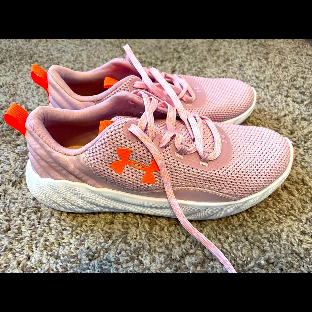 New without box: pink with orange and white accents under armour shoes